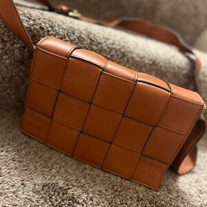 Sondra Roberts Brown Woven Crossbody Bag
